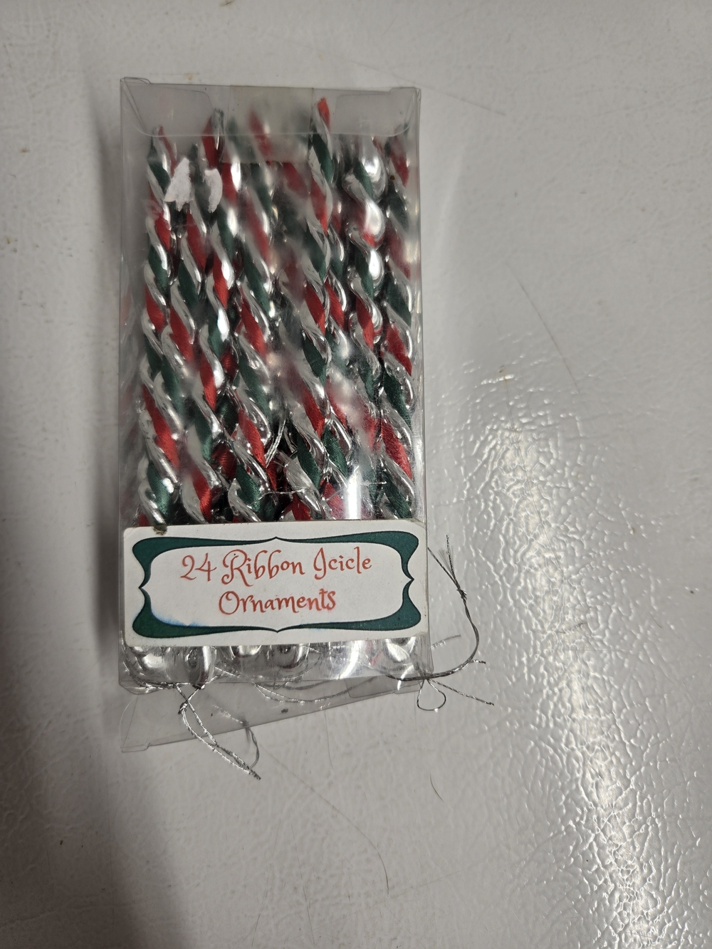 24-Pack Red and Green Ribbon Icicle Ornaments - Holiday Tree Decorations